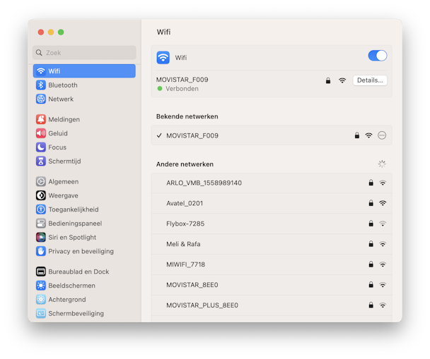 systeem Voorkeuren Wifi