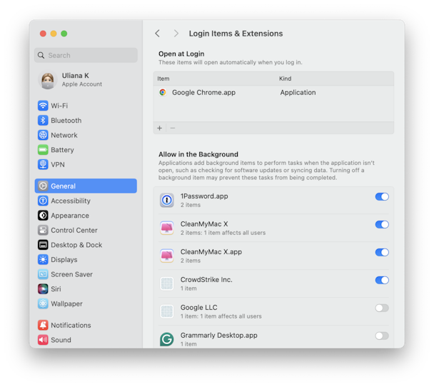 System Preferences - Login Items