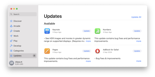 AppStore Updates tab
