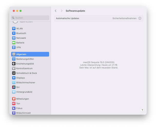 Sequoia systemeinstellungen softwareupdate
