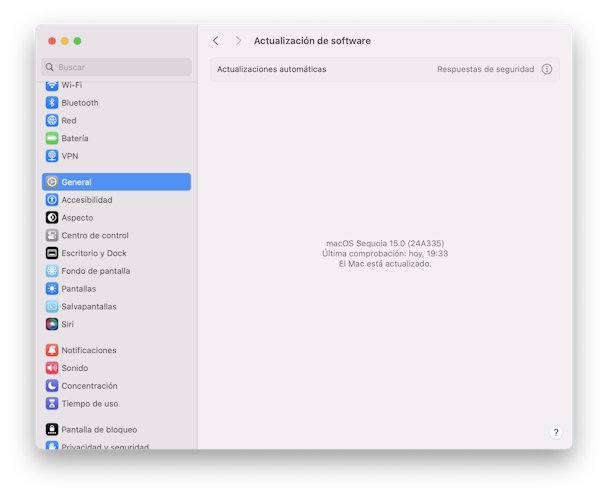 ajustes del sistema actualizacion de software