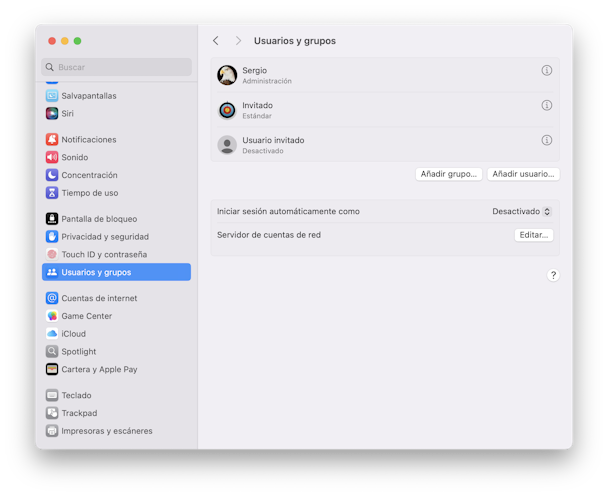sistema preferencias usuarios y grupos