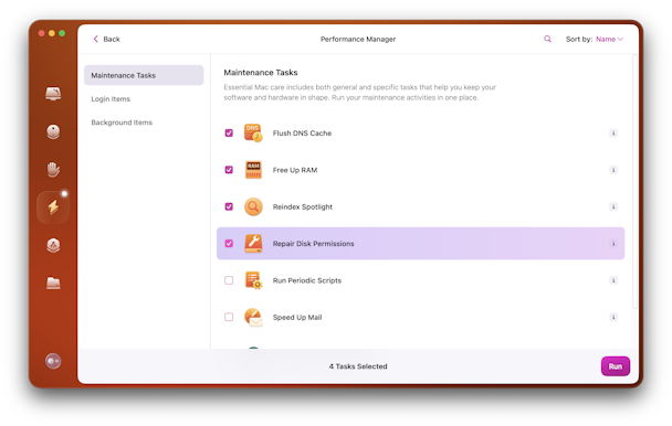 Repair disk permissions in Maintenance module CleanMyMac